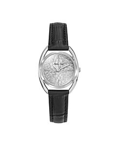 Women's Saphira Genuine Leather Silver-tone Dial Watch