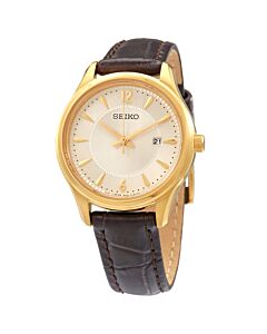 Women's Sapphire Leather Champagne Dial Watch