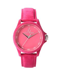 Women's Sartorial Only Time Pink Velvet-covered Leather Pink Dial Watch