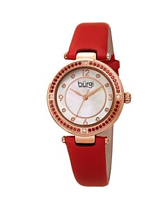 Women's Satin (Leather Back) White Mother of Pearl Dial Watch