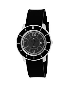 Women's Satin Silicone Black Dial Watch