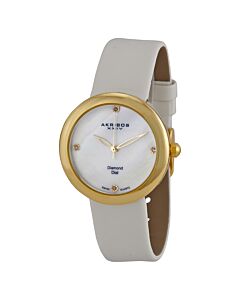 Women's White Satin with PU lining Yellow Dial