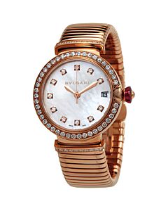 Women's Serpenti 18kt Rose Gold set with Diamonds Mother of Pearl Dial Watch