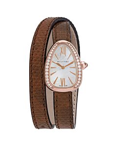 Women's Serpenti Karung Skin (Double Wrap) Mother of Pearl Dial Watch