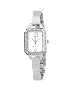 Women's Silhouette Crystal Stainless Steel White Dial Watch
