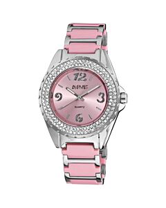 Women's Pink Dial Pink Base Metal with Ceramic Inserts