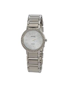 Women's Solar Stainless Steel Mother of Pearl Dial Watch