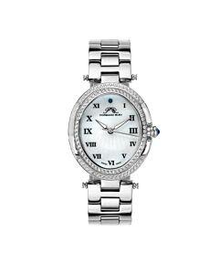 Women's South Sea Oval Crystal Stainless Steel Mother of Pearl Dial Watch