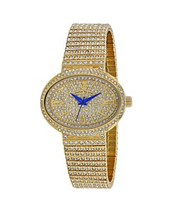 Women's Sparkler Stainless Steel set with Crystals Gold Crystal Pave Dial Watch