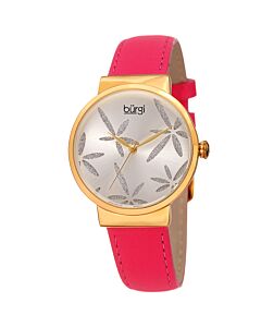 Women's Sparkling Flower Leather Silver Dial Watch