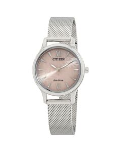 Women's Stainless Steel Mesh Pink Dial Watch