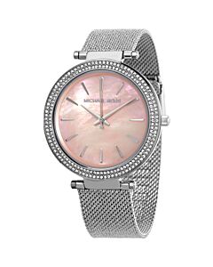 Women's Stainless Steel Mesh Pink Mother of Pearl Dial Watch