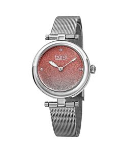Women's Stainless Steel Mesh Silver and Pink Dial