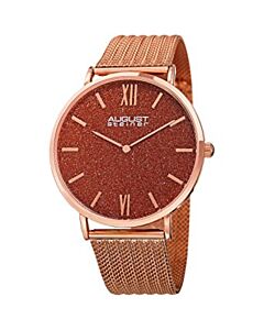 Women's Rose Gold Tone Stainless Steel Red Sandstone Dial
