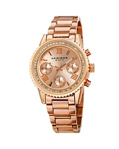 Women's Stainless Steel Rose Dial Watch
