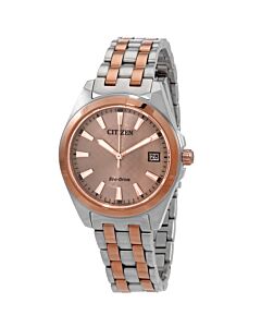 Womens-Stainless-Steel-Rose-Dial-Watch