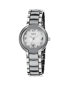 Women's White MOP Dial Silver Tone SS with Ceramic Insters