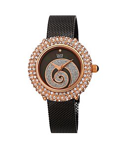 Women's Swirl Stainless Steel Mesh Black Dial Watch