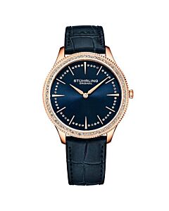Women's Symphony Leather Blue (Crystal-set) Dial Watch