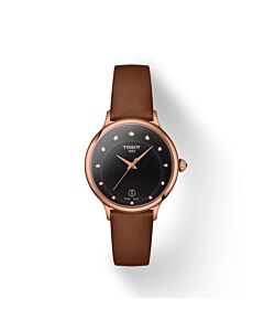 Women's T-Lady Leather Black Dial Watch