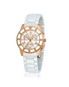 Women's Time Chronograph Ceramic White Dial Watch