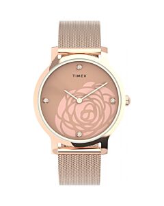 Women's Transcend Stainless Steel Mesh Rose Gold-tone Dial Watch