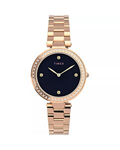 Women's Trend Stainless Steel Black Dial Watch