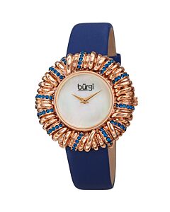 Women's Twisted Bezel Leather White Mother of Pearl Dial Watch