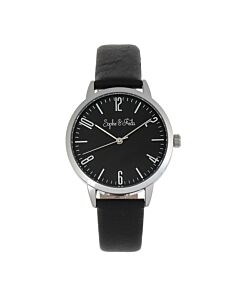 Women's Vancouver Genuine Leather Black Dial Watch