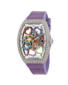 Women's Vanguard Heart Skeleton Leather and Rubber Skeleton Dial Watch