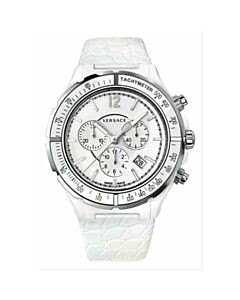 Women's Versace DV Chronograph Leather White Dial Watch
