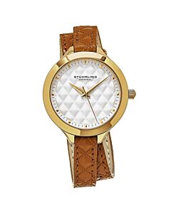 Women's Vogue Leather (Double Wrap) White (Qulit Pattern) Dial Watch