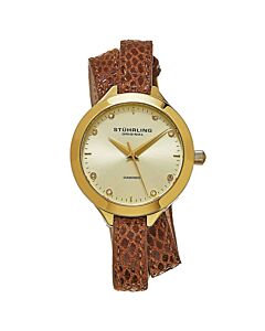 Women's Vogue Leather Gold Dial Watch