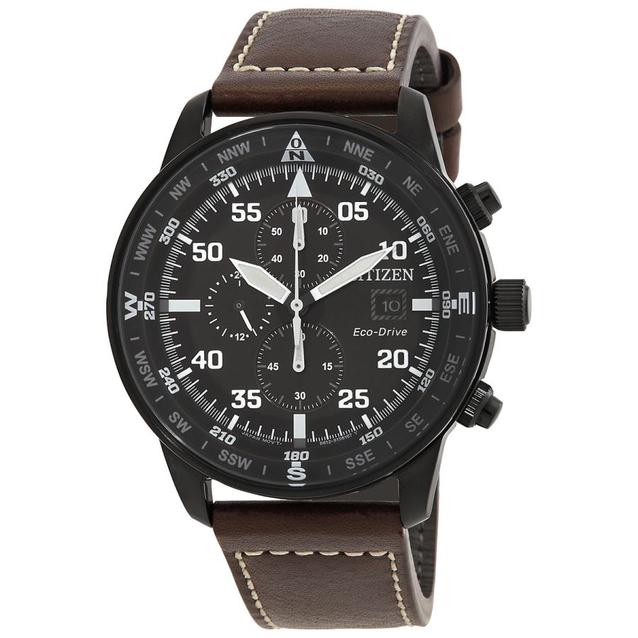 Men's Cortlandt Chronograph Leather Black Dial Watch | World of Watches